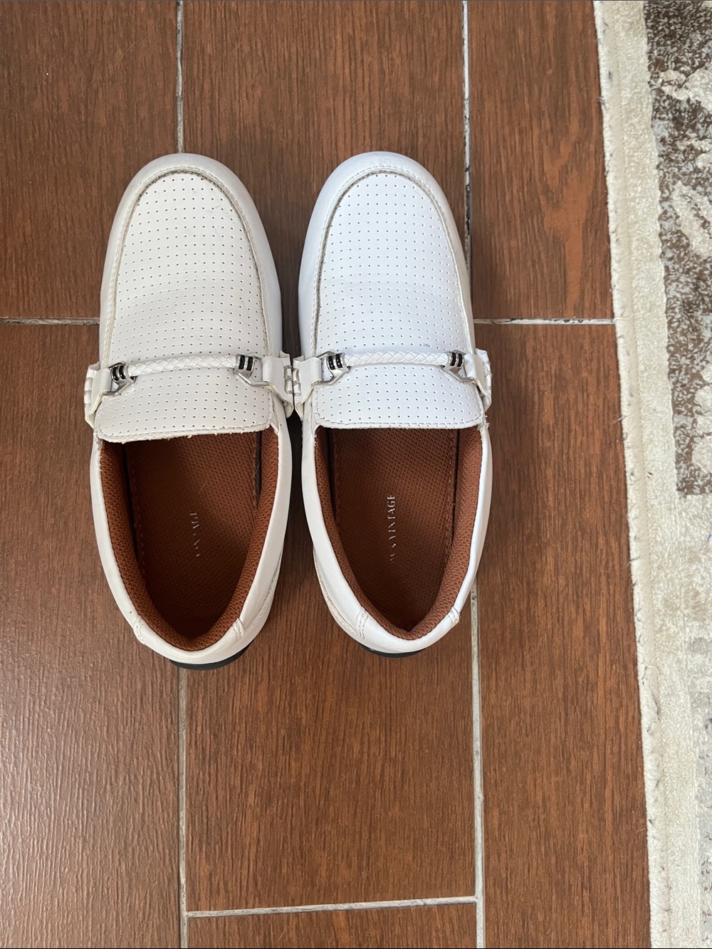 Men's White Perforated Slip-On Loafers